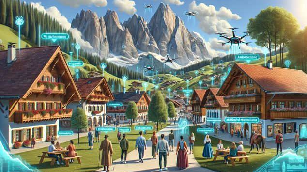 KI-generiertes Dorf in den Alpen