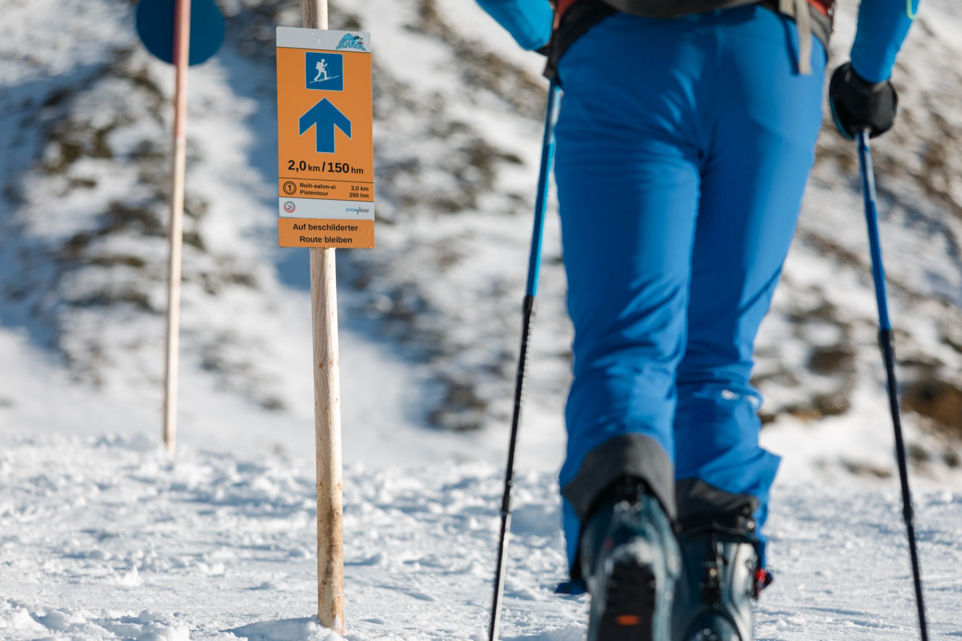 Bild Pistenschitour mit gekennzeichneter Route