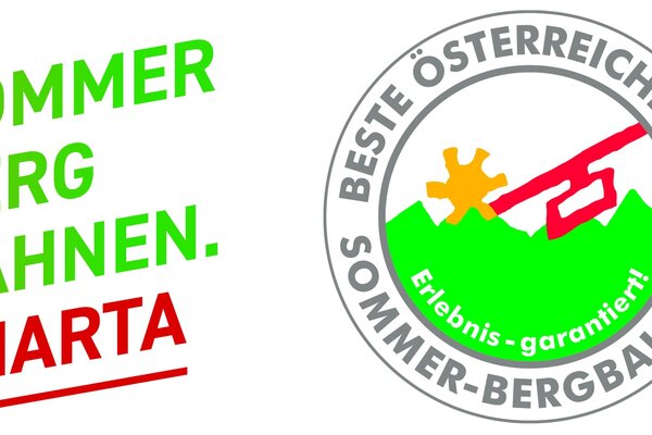 Der Schriftzug 'Sommer Bergbahnen' in kräftigem Grün und das Wort 'Charta' in auffälligem Rot nebeneinander.